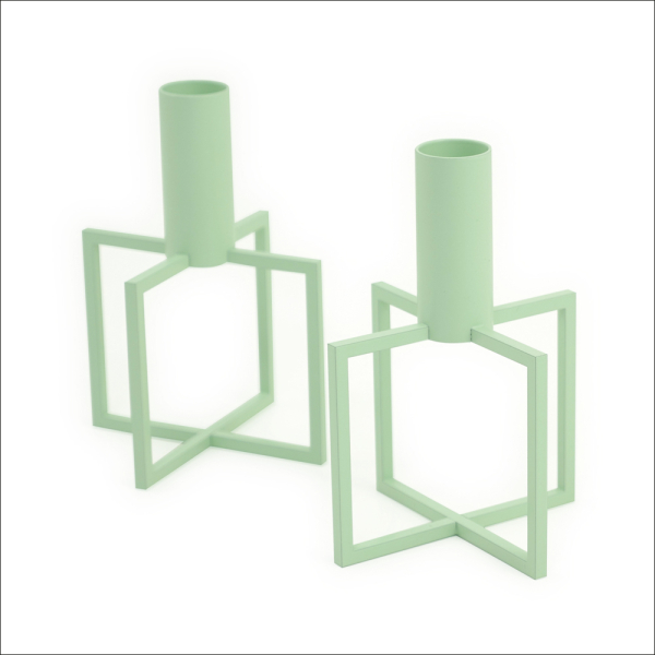 To enkle og minimalistiske solostager i lækker mintgrøn metal